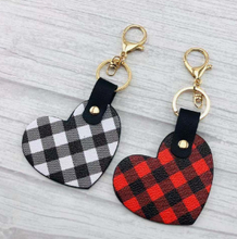 Load image into Gallery viewer, Heart Plaid Keychains
