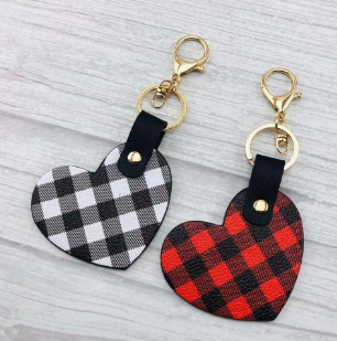 Heart Plaid Keychains