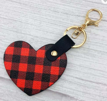 Load image into Gallery viewer, Heart Plaid Keychains
