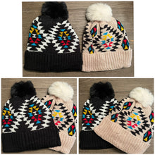 Load image into Gallery viewer, Aztec style winter pom hats
