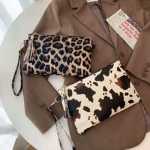 Load image into Gallery viewer, Leopard and Cow Wristlet Makeup Cosmetic Bags
